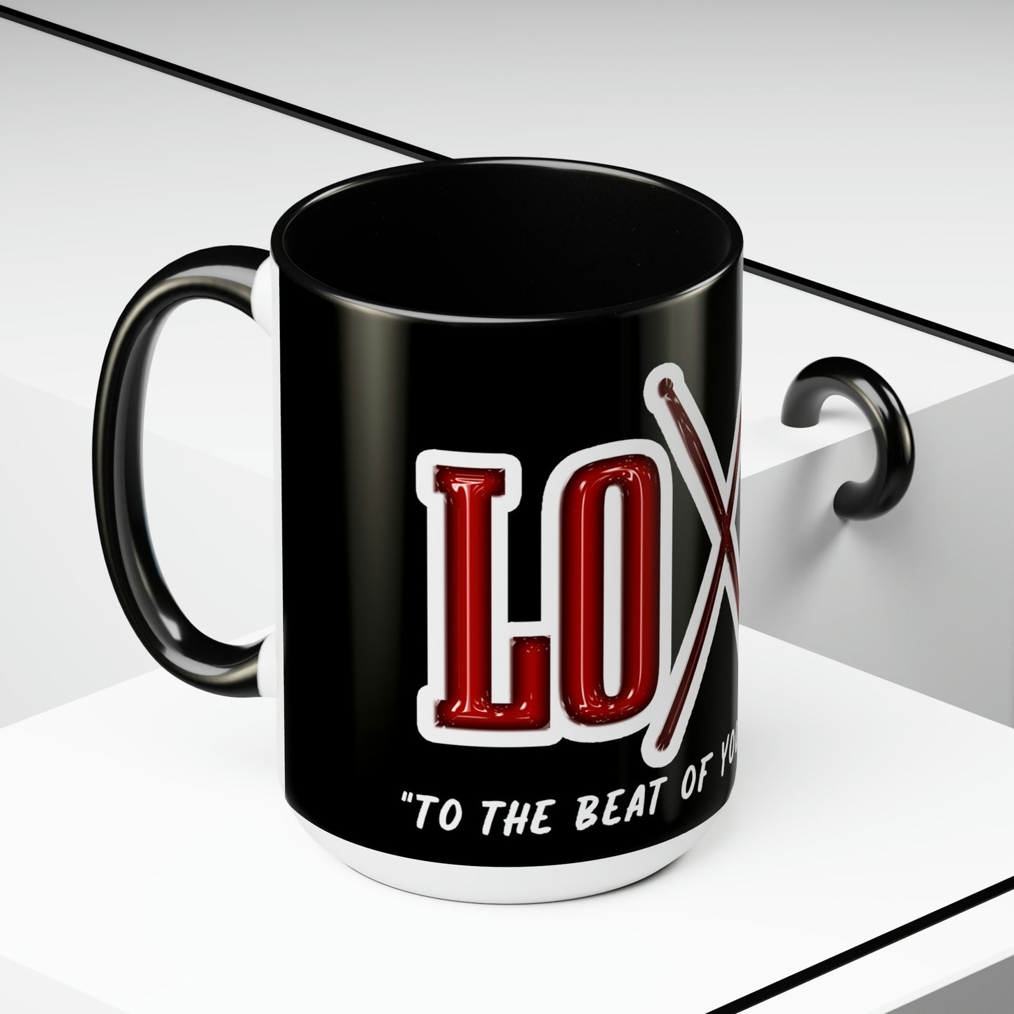 Loot's Mean Mug, (15oz) Black/Red - The LOOT Brand Apparel & Music